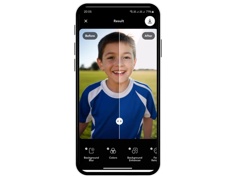 Image of photo enhancing on Remini MOD APK