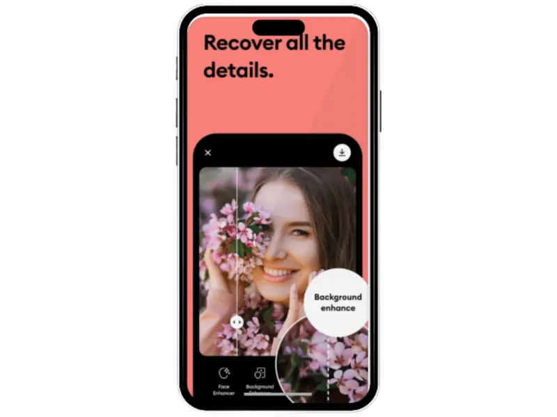 Screenshot of a feature that represents recovery of details in the remini apk