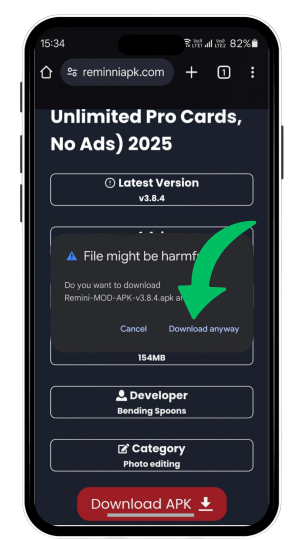 image of method for installation of remini mod apk