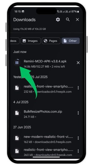 image of method for installation of remini mod apk