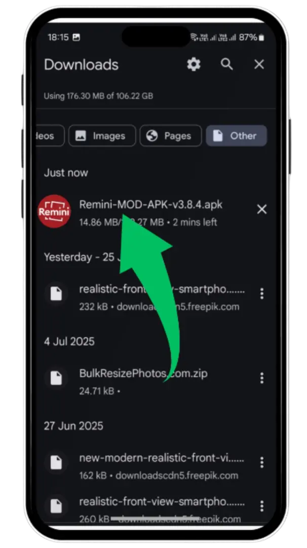 Image of the method to install the REMINI MOD APK