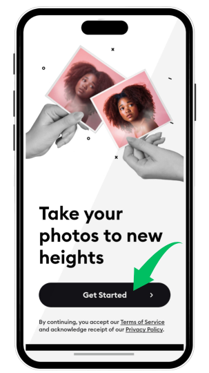 image of get started option of remini mod apk