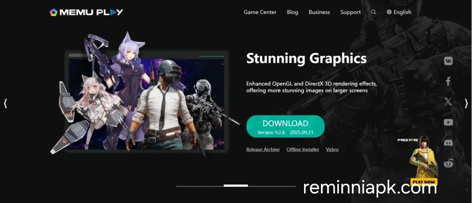 image of user interface of memuplay emulator website