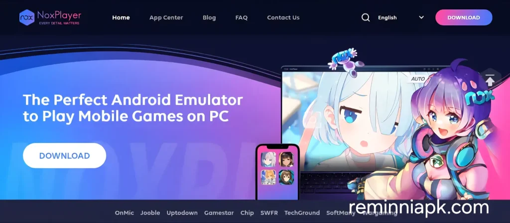 image of user interface of noxplayer emulator website