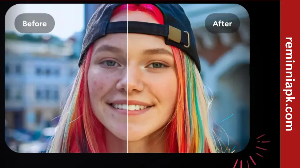 image of enhancement of photo in remini showing before or after