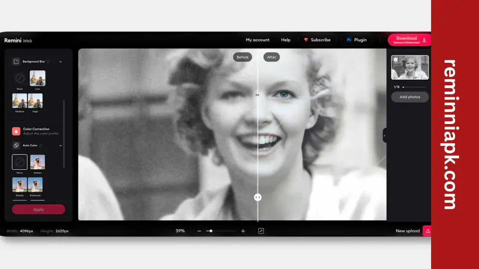 image of screenshot of old photo restoration in remini