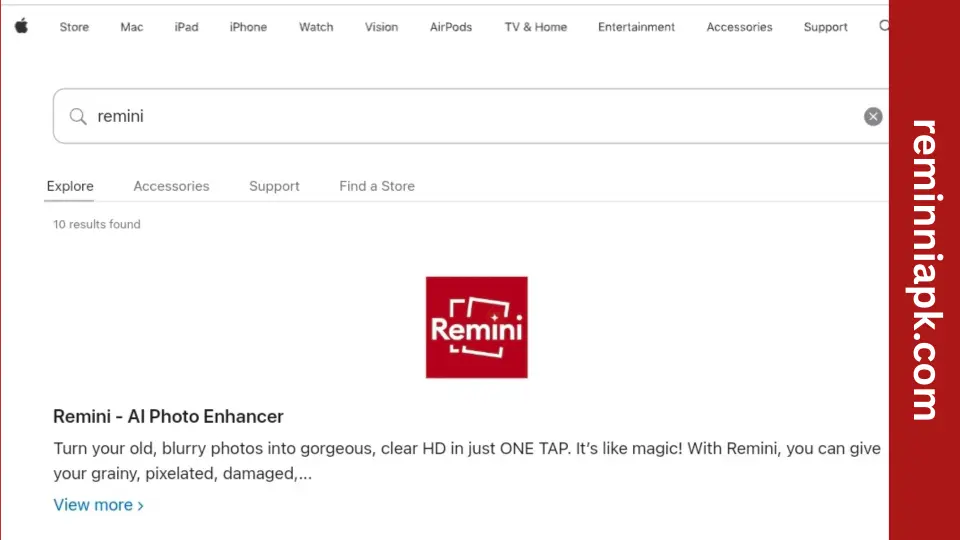 image of screenshot of remini app taken in app store